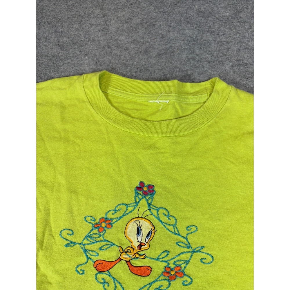 Vintage 90s Looney Tunes Tweety Bird T-Shirt Mens Medium Green Brat Retro